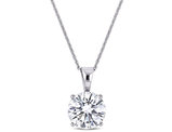2.00 Carat (ctw) Synthetic Moissanite Solitaire Pendant Necklace in 14K White Gold